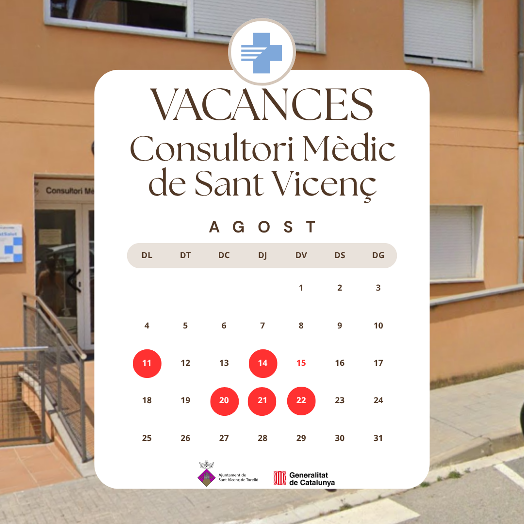 VACANCES CONSULTORI MÈDIC SANT VICENÇ